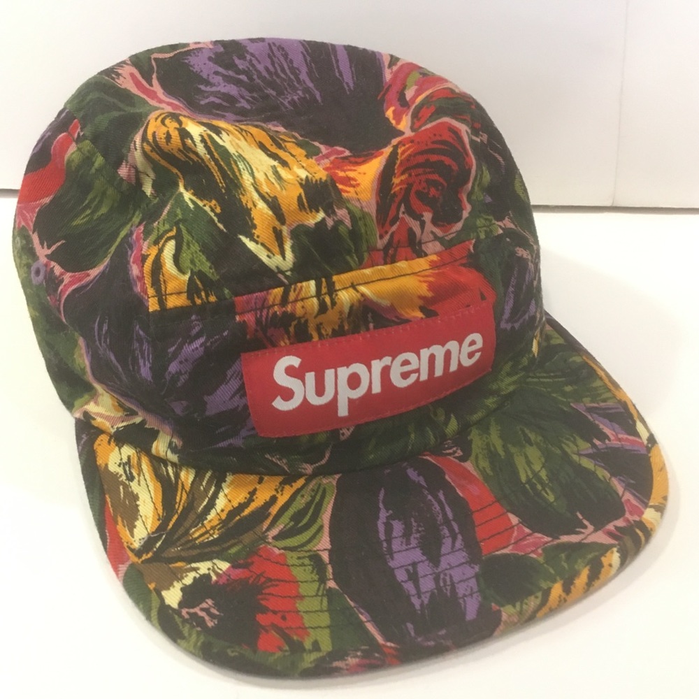 Supreme 5-panel Painted Floral Strapback Camp Cap